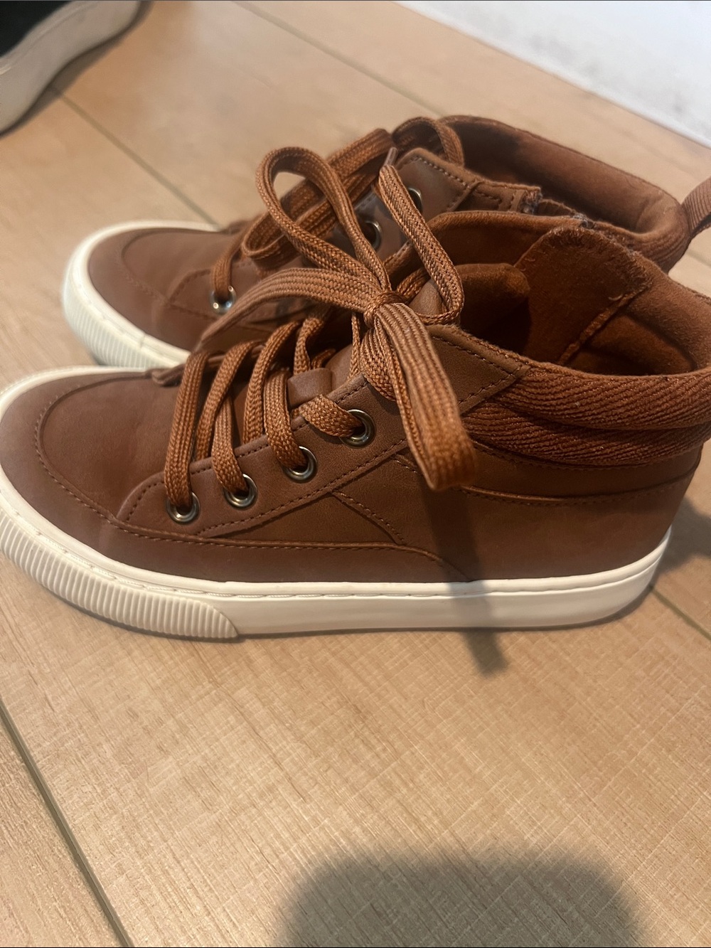 Kids Brown High-Top Sneakers - Casual Comfort - Picture 2 of 3